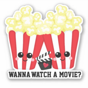 Willst du einen Film anschauen lustige Frage kawai Aufkleber