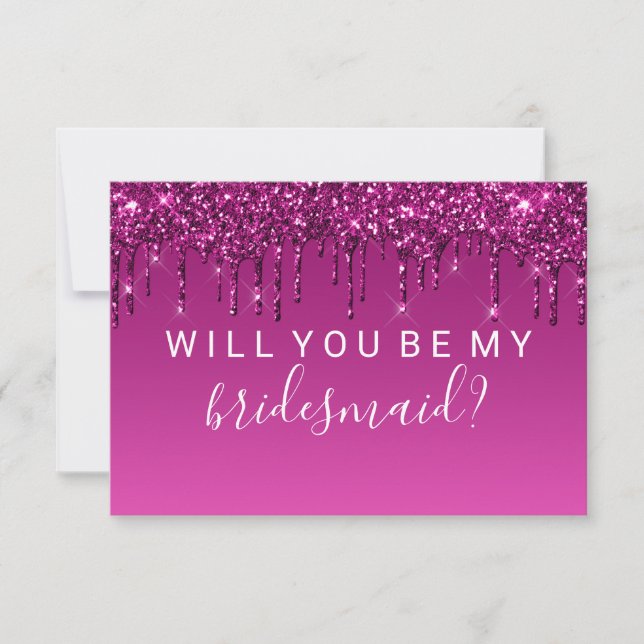 Willst du meine Bridesmaid Fab Glitzer Tropfen Mag Einladung (Vorderseite)