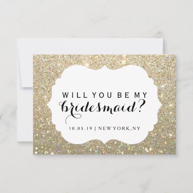 Willst du meine Bridesmaid sein - Gold Fab verklei Einladung (Vorderseite)