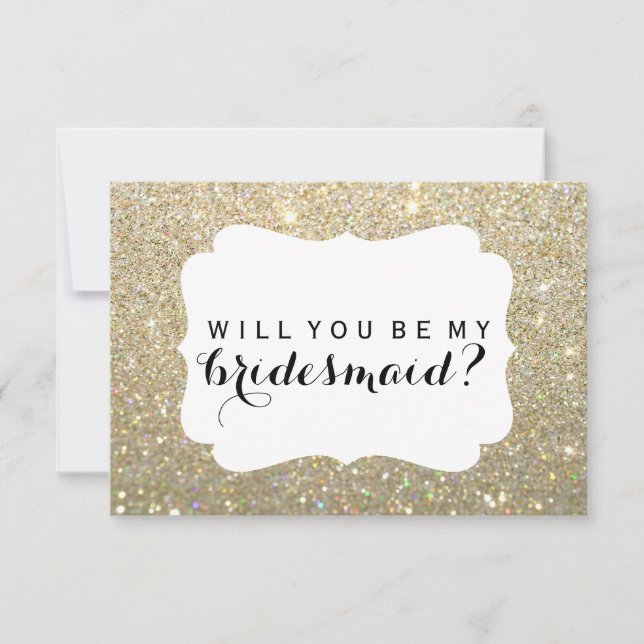 Willst du meine Bridesmaid sein - Gold Glitzer Fab Einladung (Vorderseite)