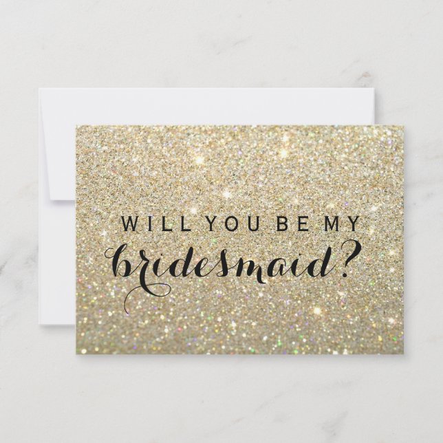Willst du meine Bridesmaid sein - Gold Glitzer Fab Einladung (Vorderseite)