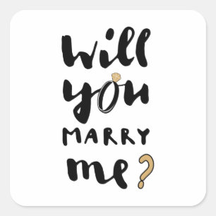 Willst du mich heiraten quadratischer aufkleber
