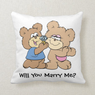 Willst du mich heiraten Teddybär vorschlagend Kissen