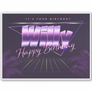 Willy Name Vorname lila retro Sticker Geburtstag