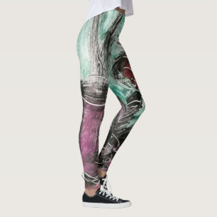 Willy Painted Green, Black, Red und Rose Leggings