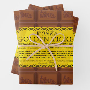 Willy Wonka Golden Ticket Geschenkpapier Set