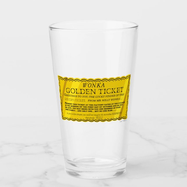Willy Wonka Golden Ticket Glas (Vorderseite)