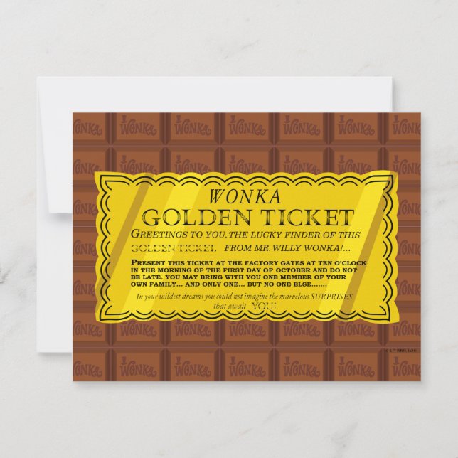 Willy Wonka Golden Ticket Mitteilungskarte (Vorderseite)