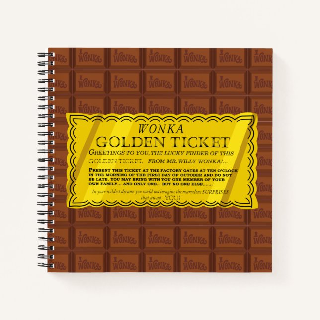 Willy Wonka Golden Ticket Notizbuch (Vorderseite)