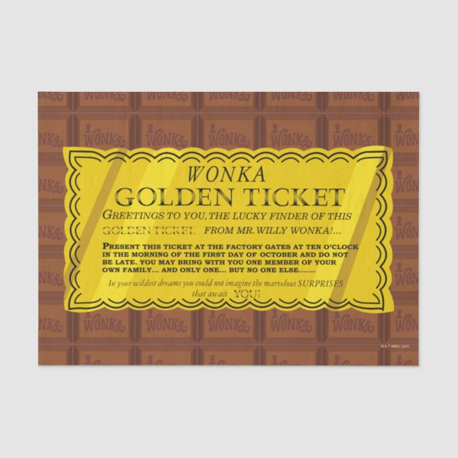 Willy Wonka Golden Ticket Seidenpapier (Vorderseite)