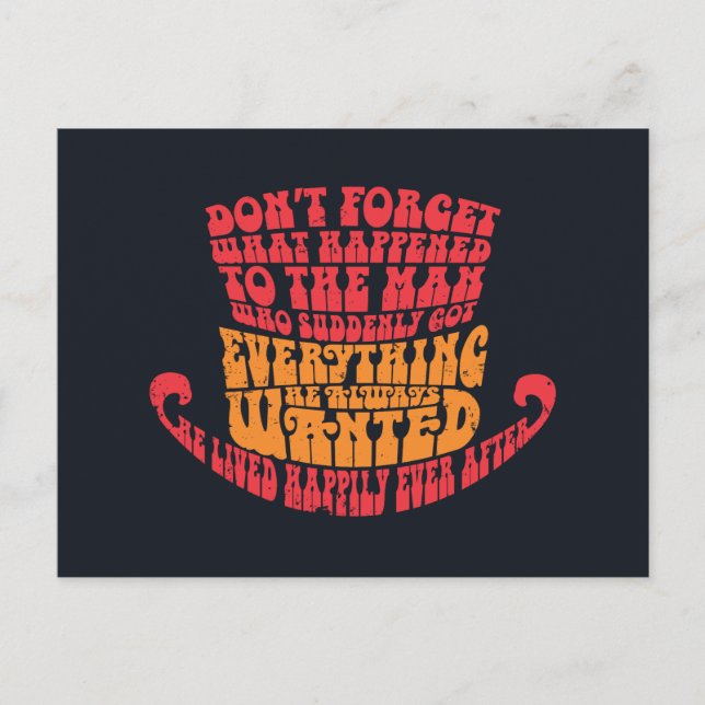 Willy Wonka Hat Typografie Postkarte (Vorderseite)