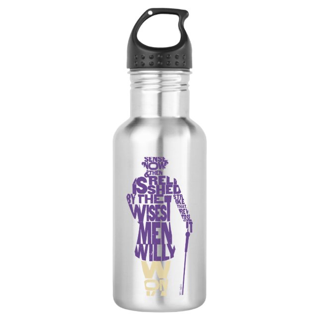 Willy Wonka Quote Silhouette Edelstahlflasche (Vorderseite)