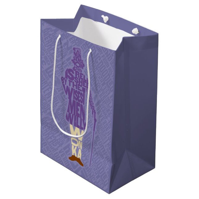 Willy Wonka Quote Silhouette Mittlere Geschenktüte (Vorderseite Schrägansicht)