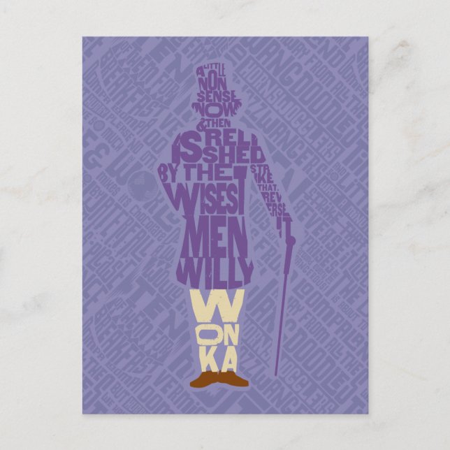 Willy Wonka Quote Silhouette Postkarte (Vorderseite)