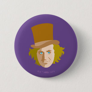 Willy Wonka Stenciled Face Graphic Button