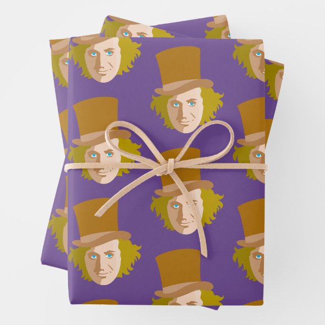 Willy Wonka Stenciled Face Graphic Geschenkpapier Set (Beispiel)