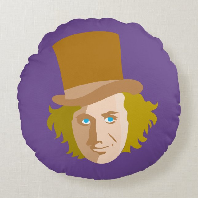 Willy Wonka Stenciled Face Graphic Rundes Kissen (Vorderseite)