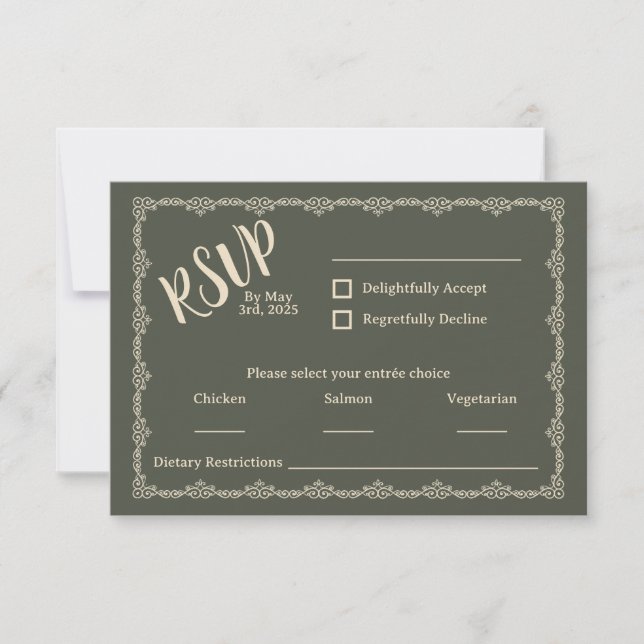 Willy Yours Rustic Boho Wedding RSVP Card (Vorderseite)