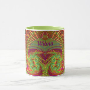 WILMA ~ Zany 3D ~ Helles Orange, Gelb und Lila Tasse