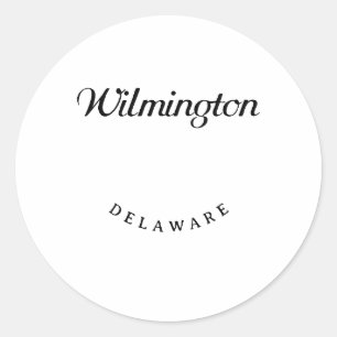 Wilmington Delaware Black Schriftart Runder Aufkleber