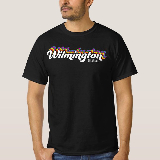 Wilmington Delaware Regenbogen-Stolz T-Shirt (Vorderseite)