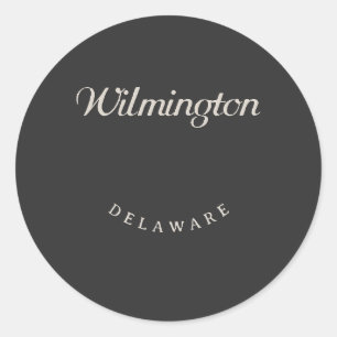 Wilmington Delaware White Schriftart Runder Aufkleber