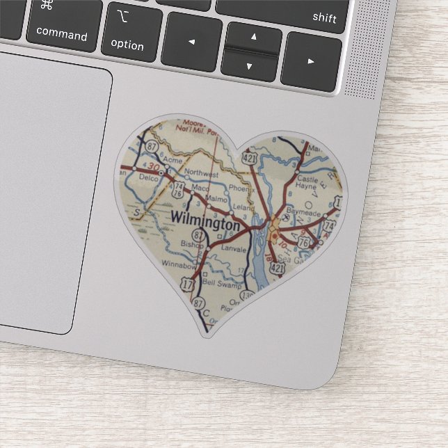 Wilmington NC Vintag Map Aufkleber (Detail)