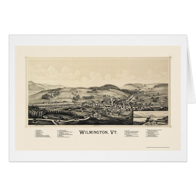 Wilmington, panoramische Karte VT - 1891 (Vorderseite (Horizontal))