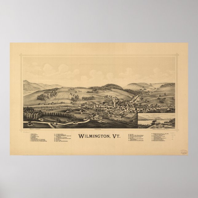 Wilmington Vermont 1891 Antike Panoramakarte Poster (Vorne)