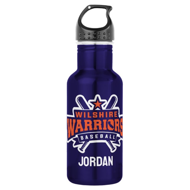 Wilshire Warriors Baseball League White Logo Edelstahlflasche (Vorderseite)