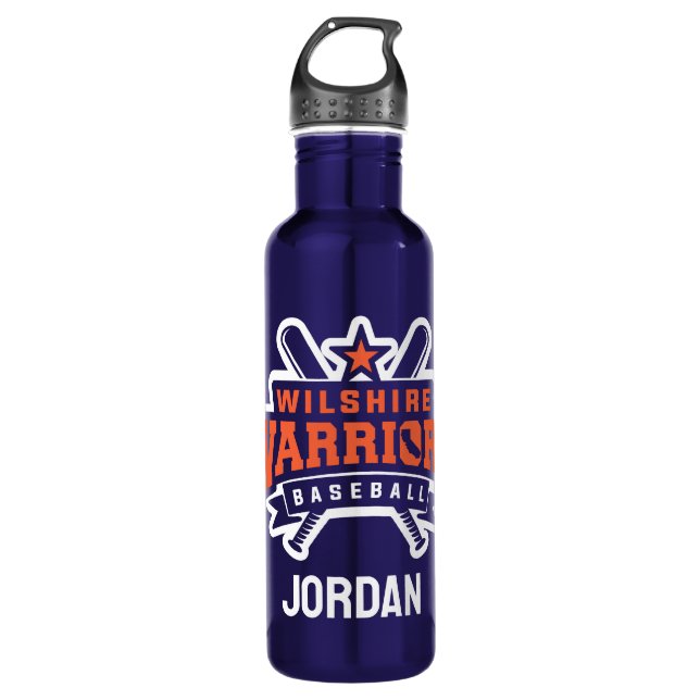 Wilshire Warriors Baseball League White Logo Edelstahlflasche (Vorderseite)