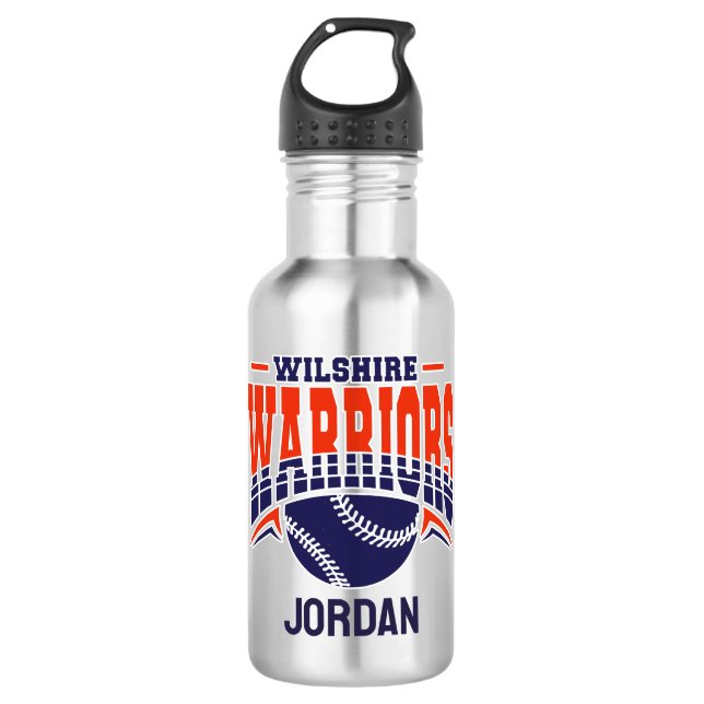 Wilshire Warriors Navy Baseball-Logo Edelstahlflasche (Vorderseite)