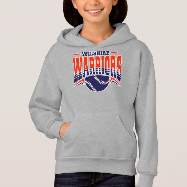 Wilshire Warriors Navy Baseball-Logo Hoodie (Vorderseite)