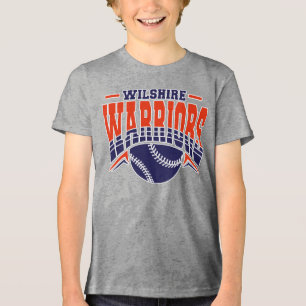 Wilshire Warriors Navy Baseball-Logo Tri-Blend Shirt