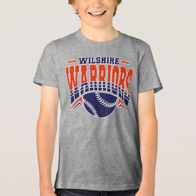 Wilshire Warriors Navy Baseball-Logo Tri-Blend Shirt (Vorderseite)