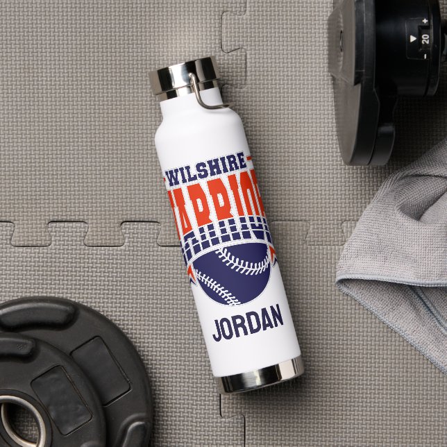 Wilshire Warriors Navy Baseball-Logo Trinkflasche (Fitnessstudio)