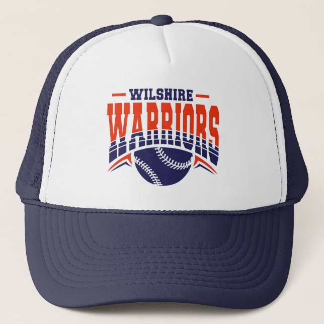 Wilshire Warriors Navy Baseball-Logo Truckerkappe (Vorderseite)