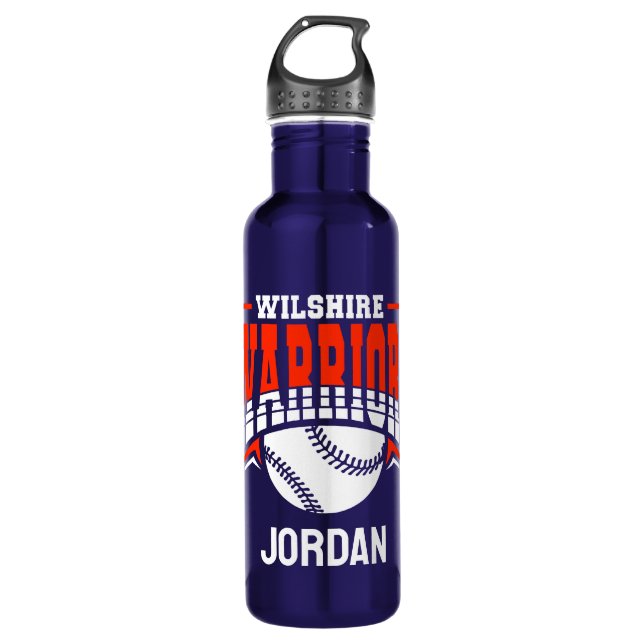 Wilshire Warriors White Baseball-Logo Edelstahlflasche (Vorderseite)