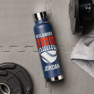 Wilshire Warriors White Baseball-Logo Trinkflasche