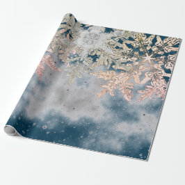 WILSON BENTLEY SNOWFLAKEN IN NIGHT BLAUE MIT STERN GESCHENKPAPIER