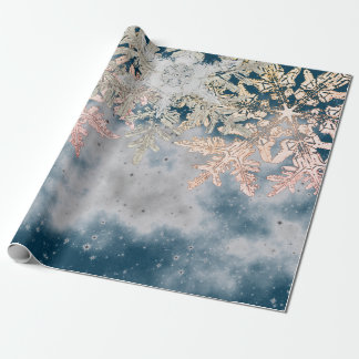WILSON BENTLEY SNOWFLAKEN IN NIGHT BLAUE MIT STERN GESCHENKPAPIER