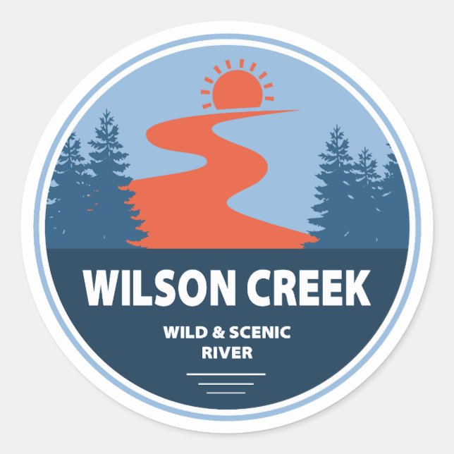Wilson Creek Wild und Landschaftlicher Fluss North Runder Aufkleber (Vorderseite)