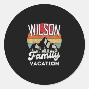 Wilson Family Urlaub Berg Retro Sonnenuntergang Ma Runder Aufkleber