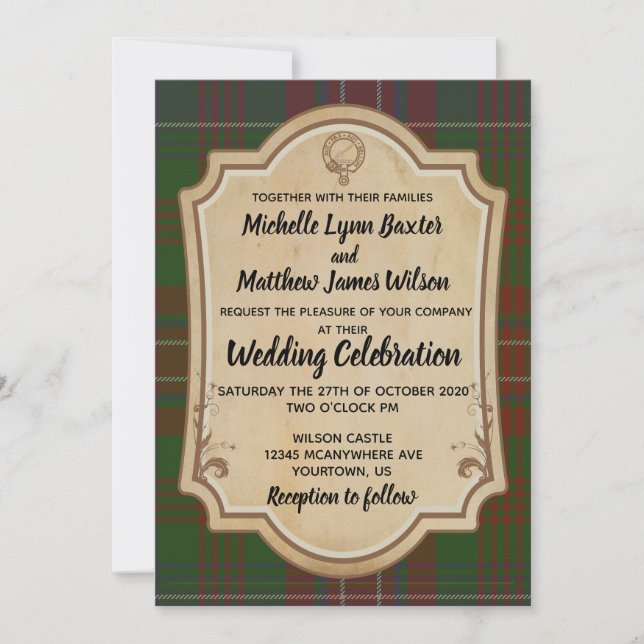 Wilson Tartan Faire-part de mariage (Devant)