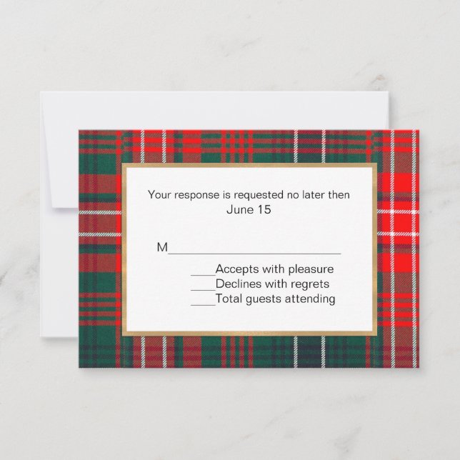 Wilson Tartan Kariert Wedding RSVP Card (Vorderseite)