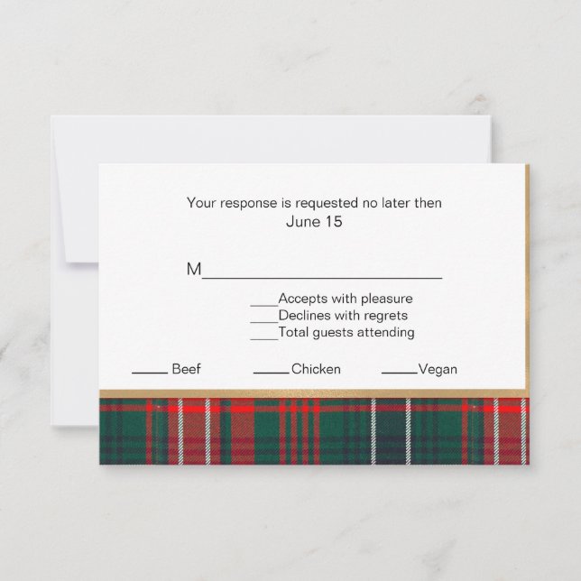 Wilson Tartan Kariert Wedding RSVP Card 2 (Vorderseite)