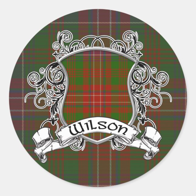 Wilson Tartan Shield Runder Aufkleber (Vorderseite)