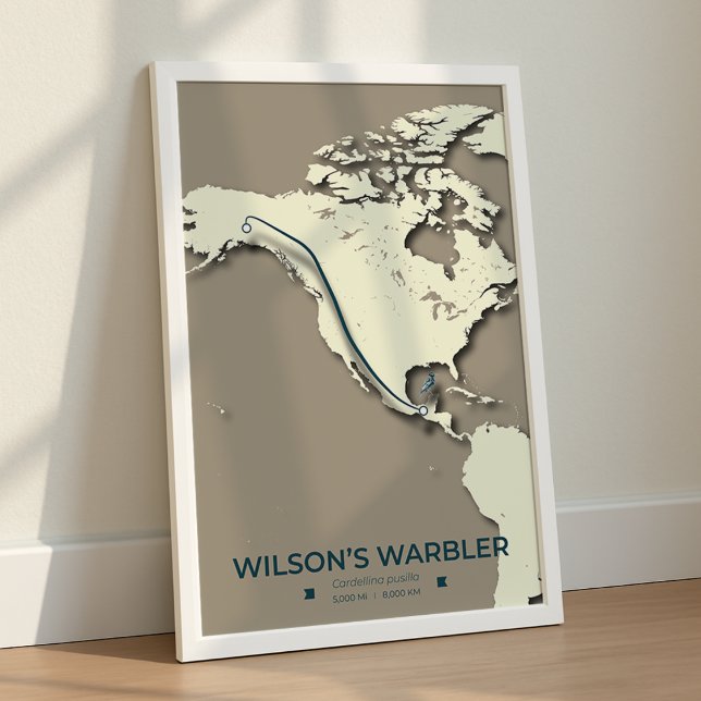 Wilsons Warbler-Migrationskarte - Minimalistisch Poster (Von Creator hochgeladen)