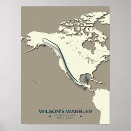 Wilsons Warbler-Migrationskarte - Minimalistisch Poster