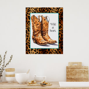 Wilt at Heart - Cheetah Cowgirl Bottes Poster Art